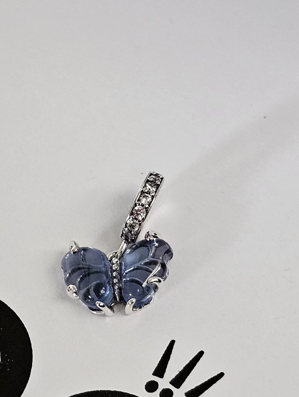 PANDORA Blue Butterfly Crystal Pendant Necklace Charm